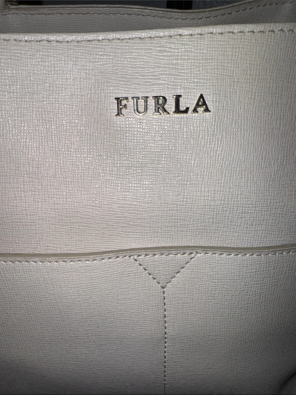 Furla Off-White Leather Tote EUC